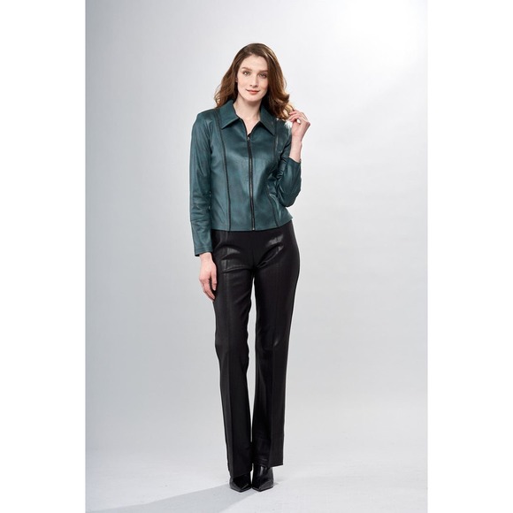 Women's Faux Leather Jacket Size 8 Insight New York Cedar Zip Up Jacket NWT - Picture 2 of 2